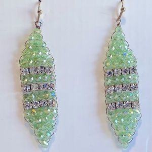 Anthropologie Sea-foam Beaded Crystal Earrings.